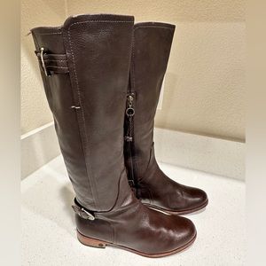 UGG dark brown leather  buckles shearling‎ fur insole TALL BOOTS